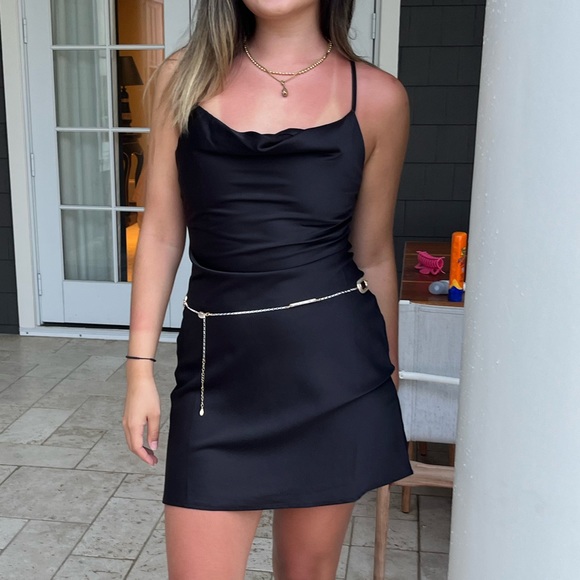 Urban Outfitters satin cowl neck dress in black - Picture 3 of 3